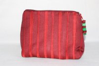 Kosmetiktasche Dunkelrot mit Streifen