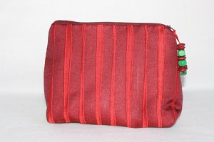 Kosmetiktasche Dunkelrot mit Streifen