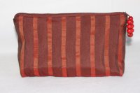 Kosmetiktasche Weinrot mit Streifen